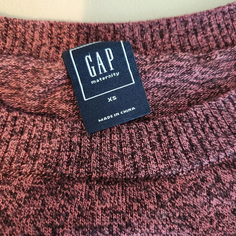 Gap Maternity Sweater‎ Marled Purple Merino Wool Blend Crew Neck Pullover XS